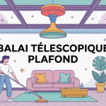 Illustration balai telescopique plafond utilisé pour nettoyer un plafond haut