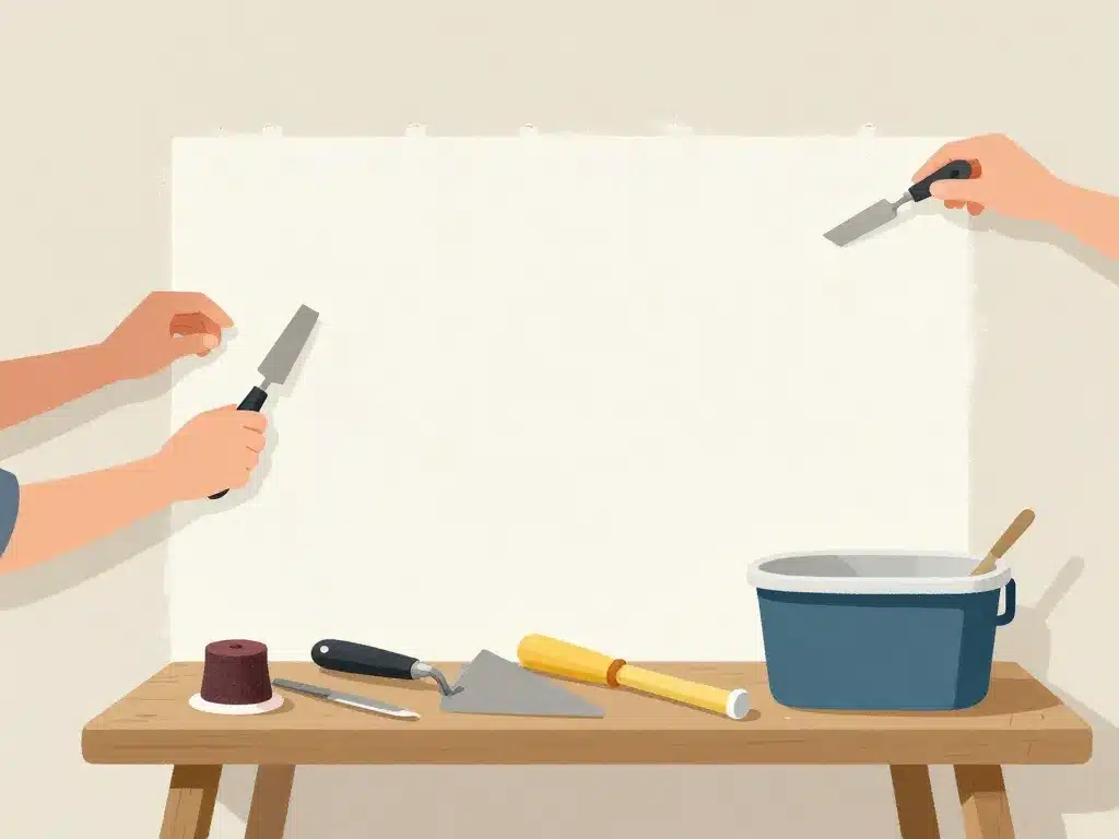 preparation outils et enduit pour bande a joint placo