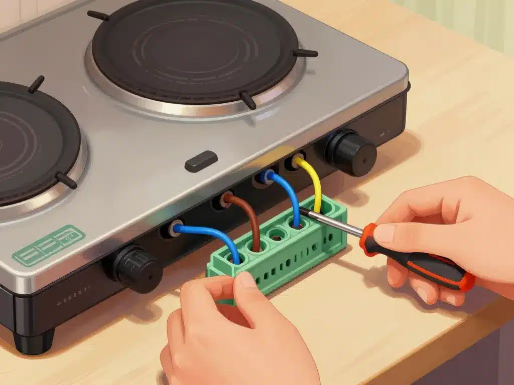 Étapes branchement plaque induction 4 fils terminal