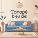 salon lumineux avec canapé bleu ciel et déco naturelle