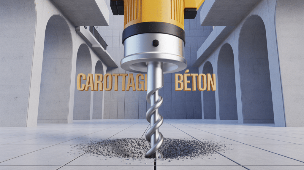 carottage beton en action sur dalle bâtiment