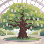 illustration catalpa au jardin en fleurs