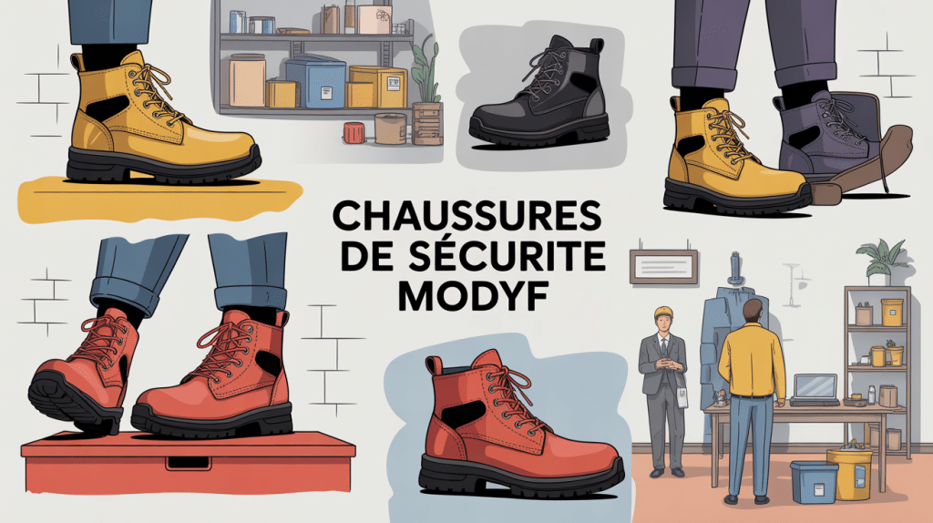 Illustration de chaussures de sécurité Modyf pour chantier, entrepôt et bureau