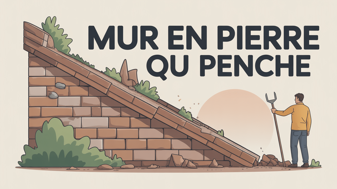 illustration vectorielle mur en pierre qui penche consolidation