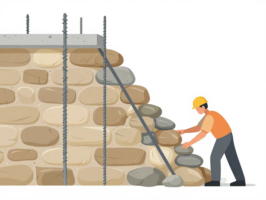 techniques consolidation mur en pierre penché