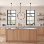 cuisine bois plan de travail blanc ambiance lumineuse et chaleureuse