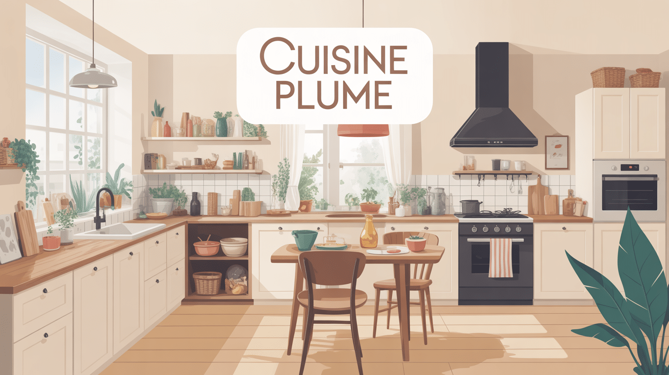Cuisine plume design épuré et naturel