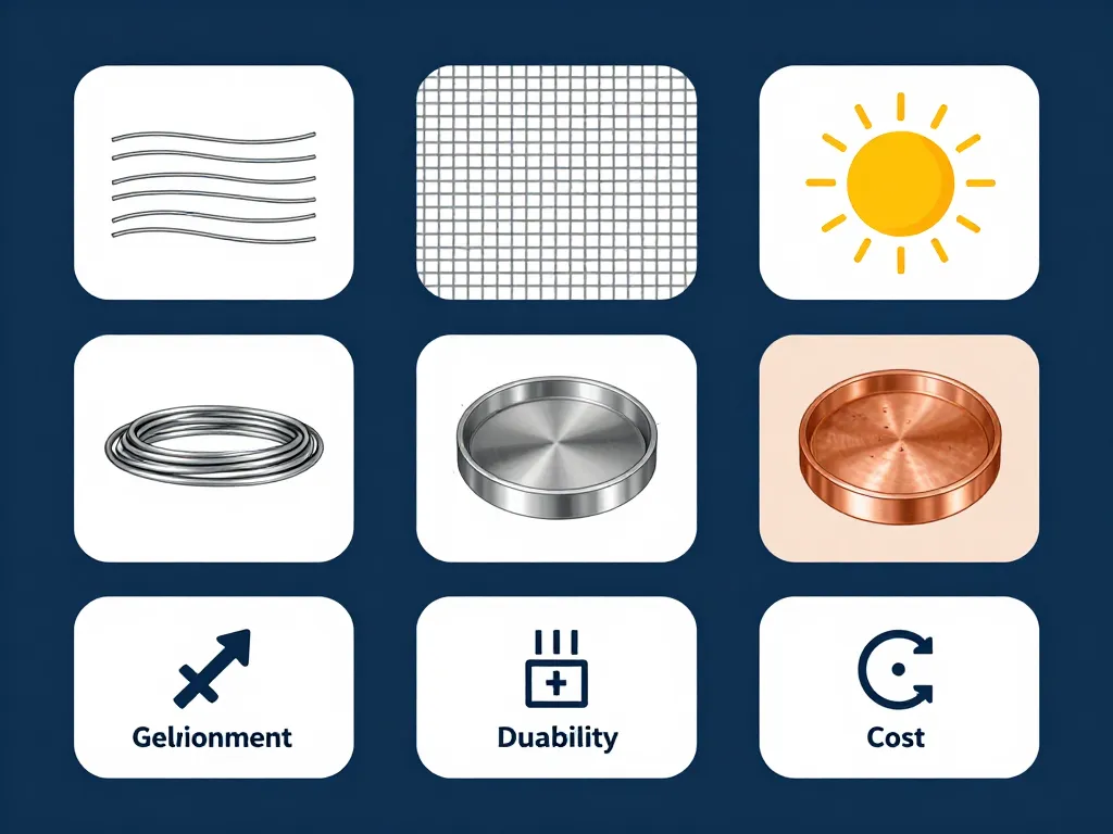 electro toile diagramme matériaux épaisseurs mailles