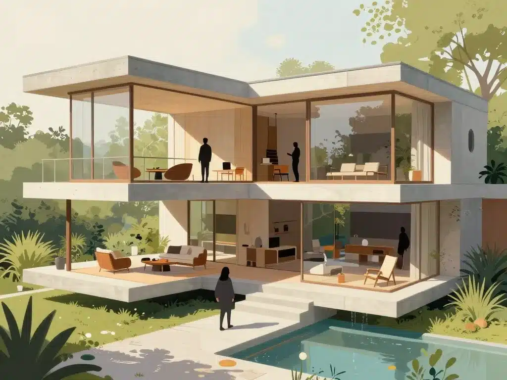 coupe architecturale intérieur goldstein sheats design expérience