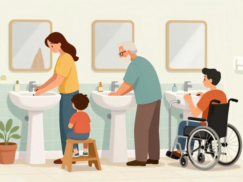 Différents profils utilisateur hauteur lavabo adaptée