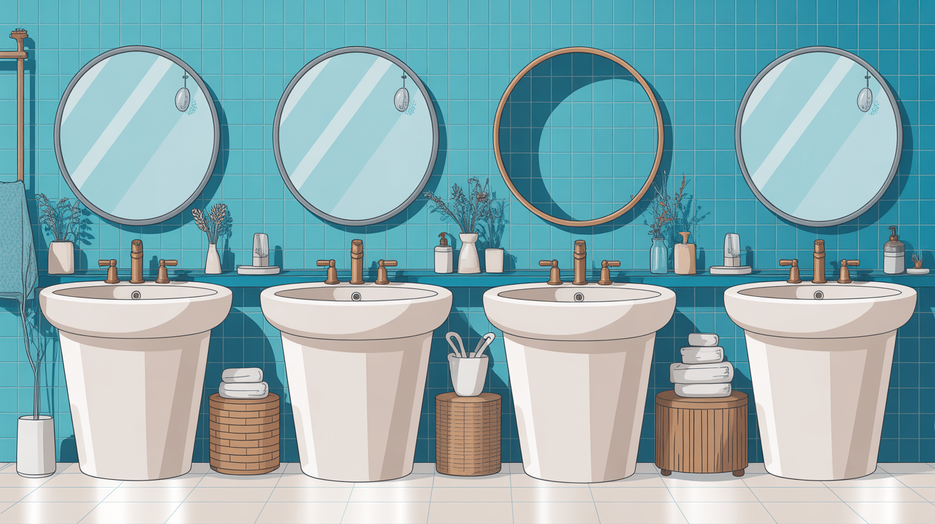 Illustration de différentes hauteurs lavabo adulte enfant PMR