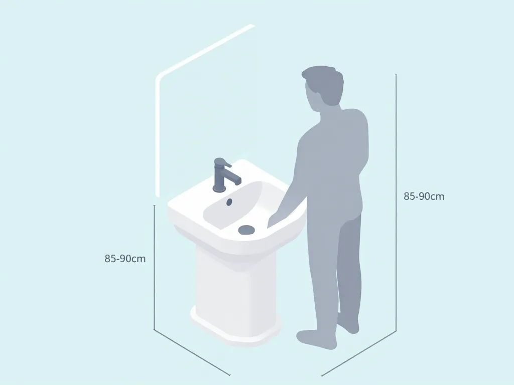 Diagramme hauteur lavabo standard ergonomique