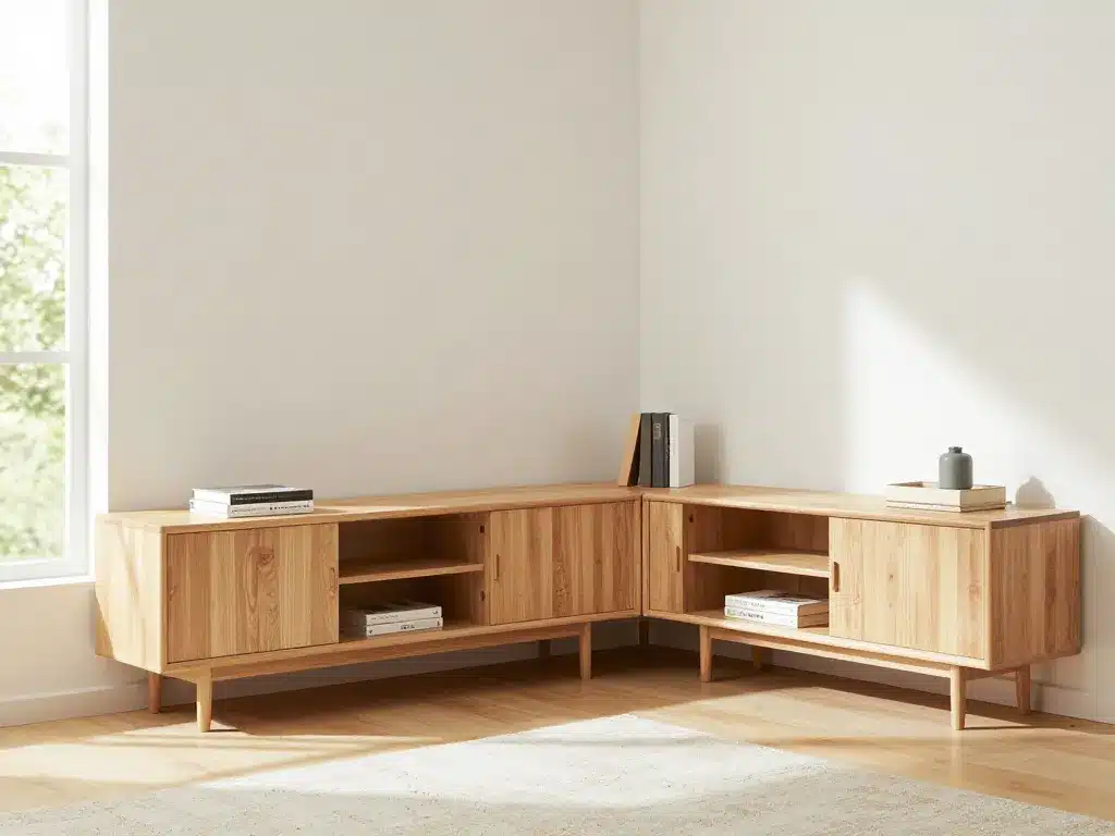 meuble d angle design structurant un salon moderne