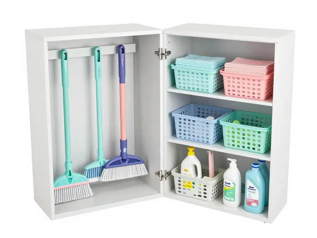 schéma d’organisation pour meuble range balai et aspirateur