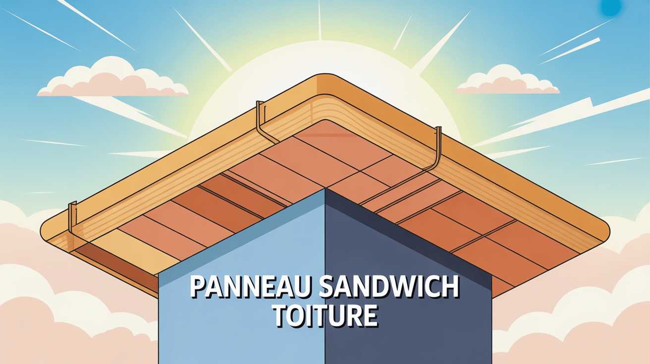 panneau sandwich toiture en coupe, toit isolé moderne