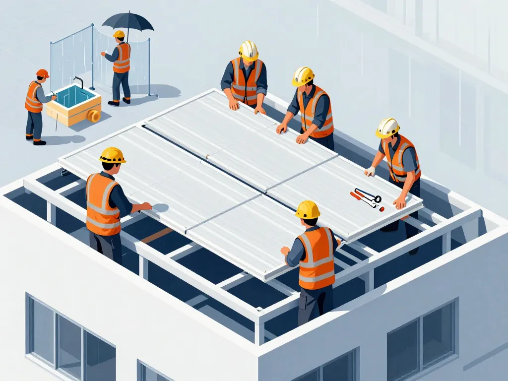 pose panneau sandwich toiture et entretien sécurité