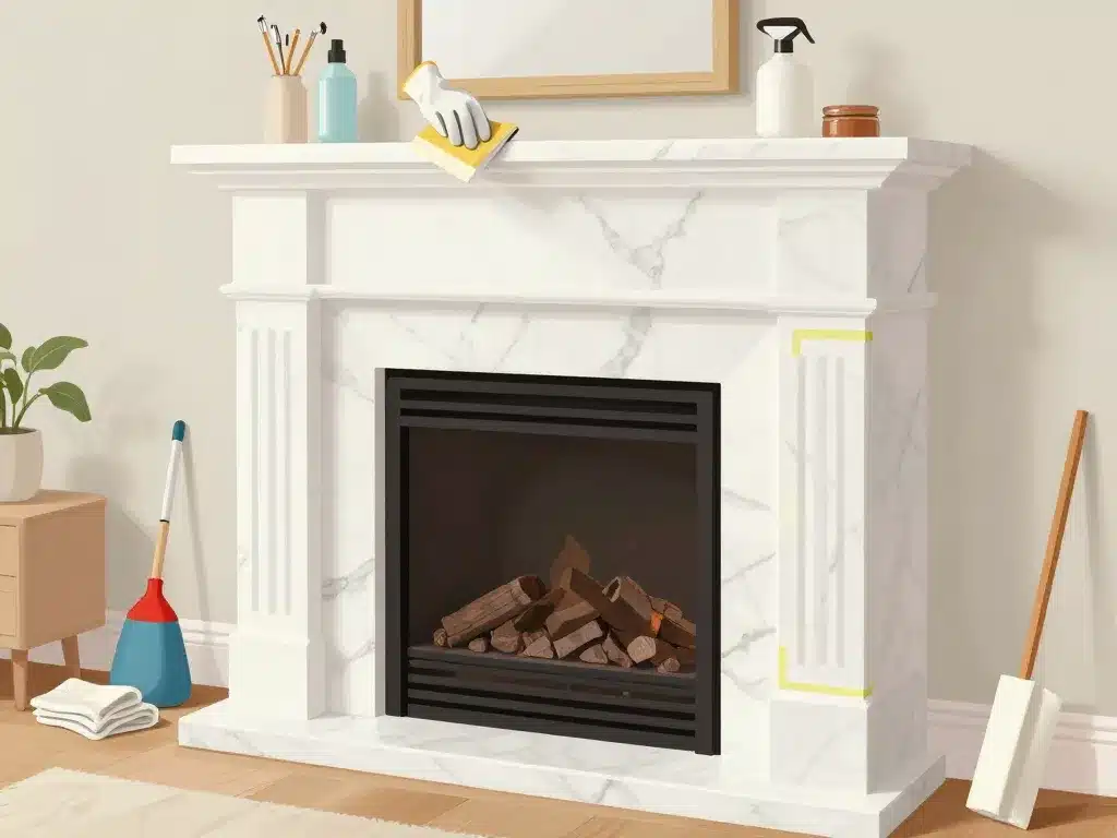 peindre du marbre cheminee preparation illustration