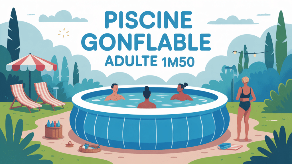 Piscine gonflable adulte 1m50 hauteur installée en extérieur