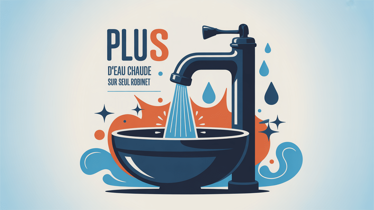 plus d'eau chaude sur un seul robinet, illustration vectorielle d'un robinet en panne