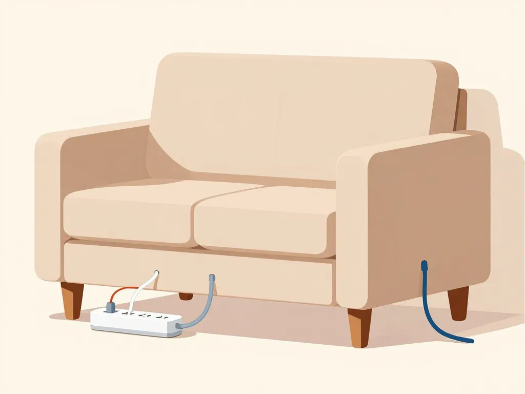 Installation sécurisée de prise electrique pour canapé et câblage