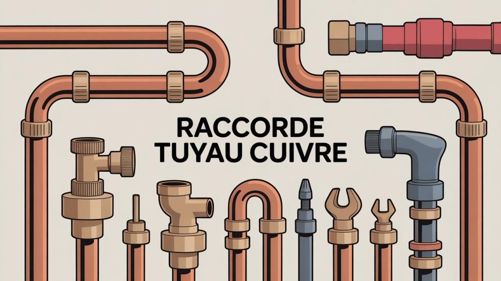 Illustration raccord sur tuyau cuivre avec raccords soudure compression olive rapide