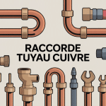 Illustration raccord sur tuyau cuivre avec raccords soudure compression olive rapide