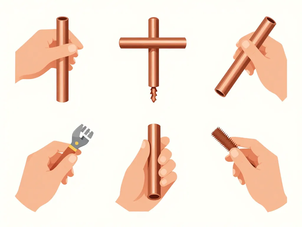 Diagramme préparation raccord sur tuyau cuivre coupe nettoyage