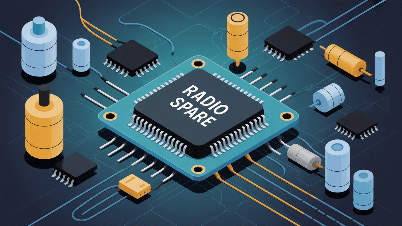 Illustration radio spare avec composants electroniques en réparation