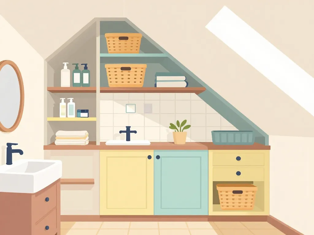 meubles et rangements sous comble salle de bain 4m2