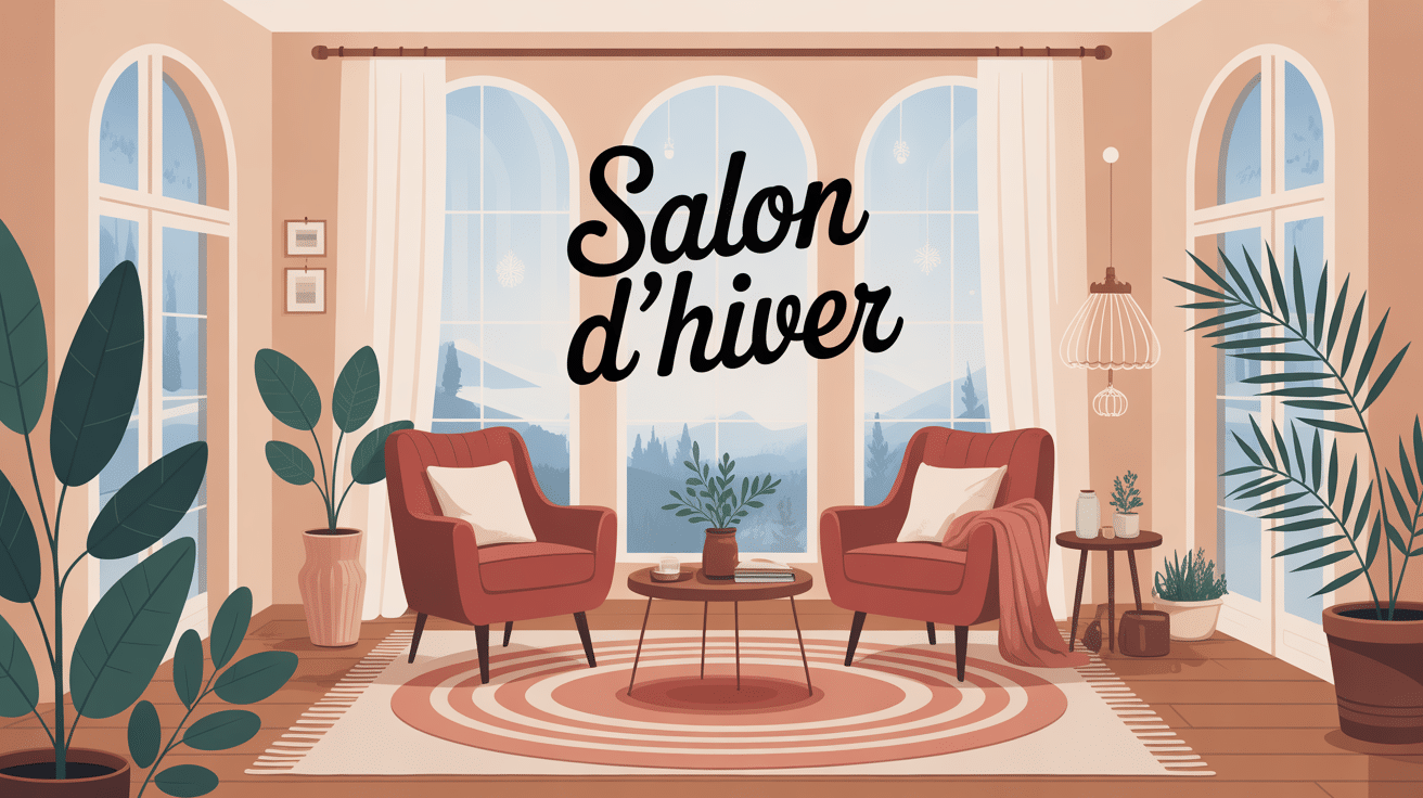 salon d hiver illustration chaleureuse et lumineuse