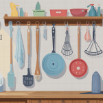 Support balai mural avec balais suspendus organisation