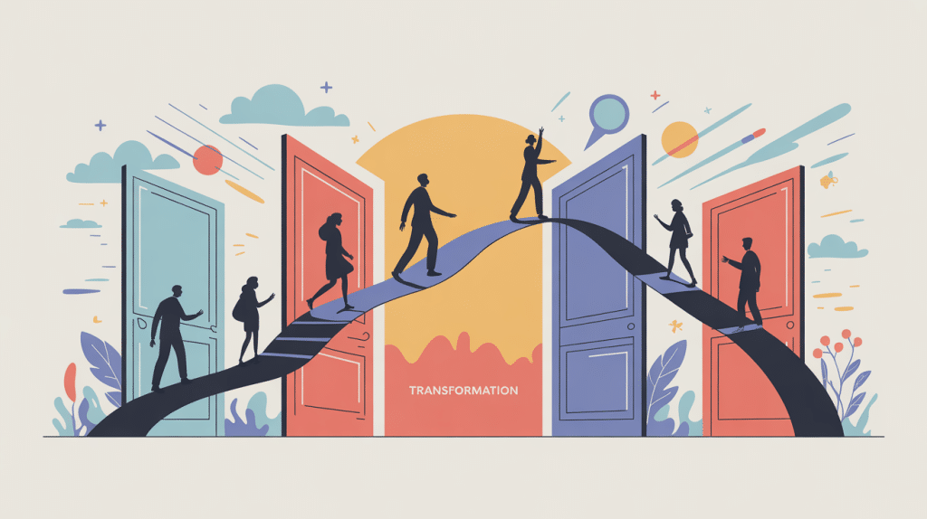 illustration transfo moderne chemin étapes