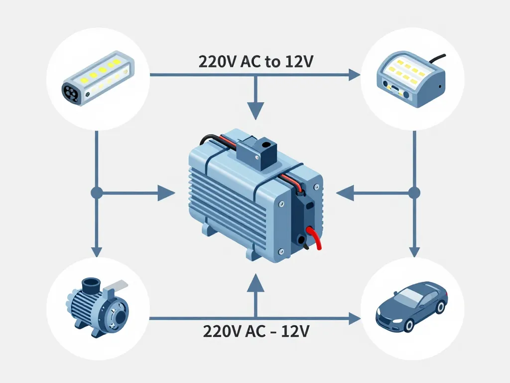 schéma rôle transformateur 220v 12v dans l'installation