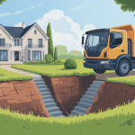 Vidange fosse septique tarif illustration maison et camion