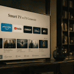 Différence entre smart tv et tv connectée, image salon contemporain