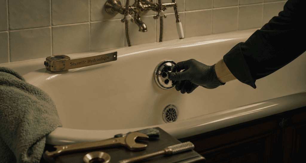 trop plein baignoire installation chrome