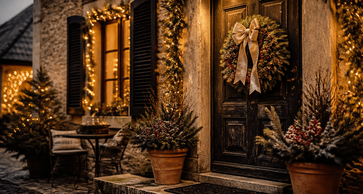 decoration noel exterieur facade ancienne lumineuse