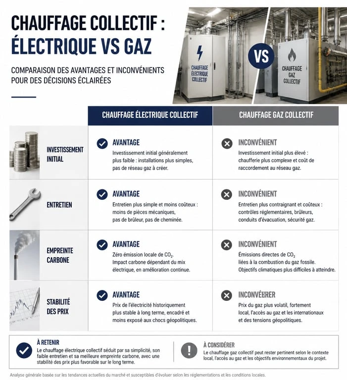 Comparatif chauffage électrique collectif vs chauffage gaz collectif : avantages et inconvénients pour la copropriété