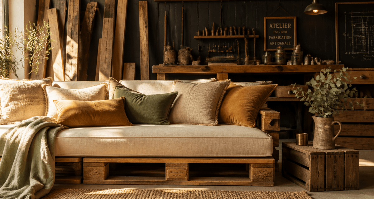 fabriquer meuble palette banquette bois coussins