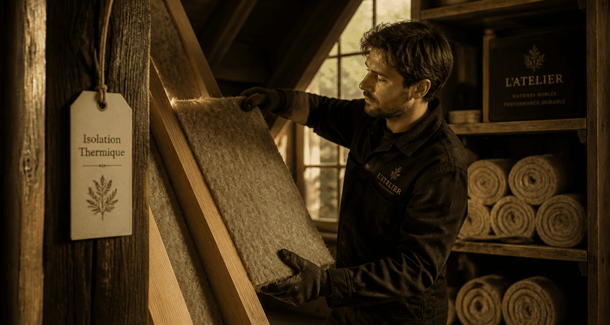 Pose laine de bois et laine de verre en atelier rénovation