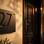 numero de maison design aluminium noir sur mur creme