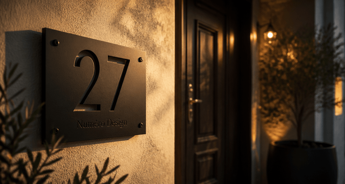 numero de maison design aluminium noir sur mur creme