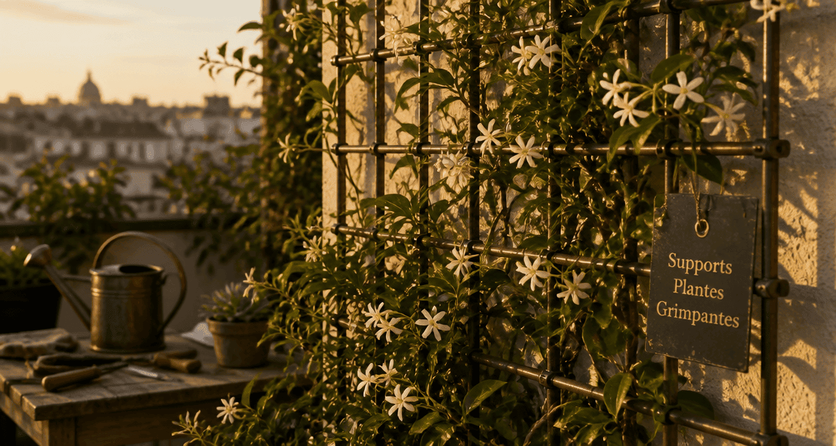 support plante grimpante acier bois terrasse