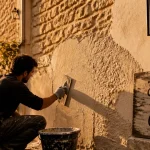 crépi ou enduit extérieur appliqué sur façade