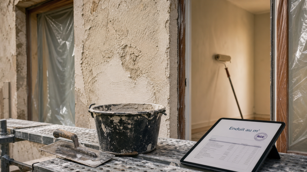 Enduit prix m2 : devis de rénovation, taloche et enduit sur façade