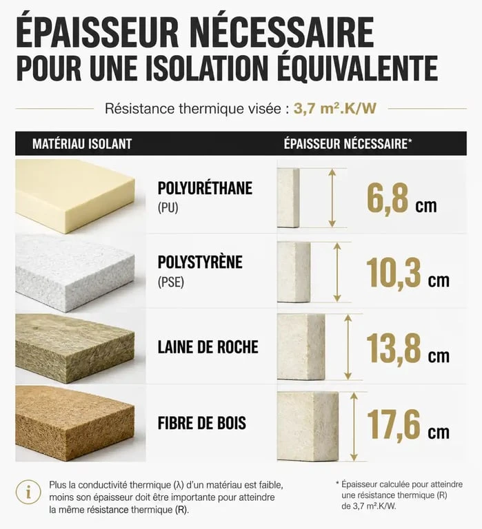 Comparatif des épaisseurs d'isolants pour une isolation extérieure efficace
