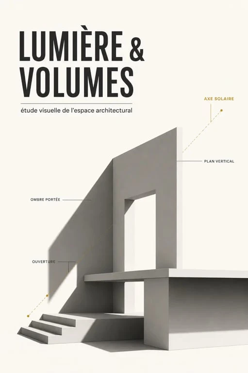 Illustration conceptuelle sur la citation architecture et le jeu des volumes sous la lumière