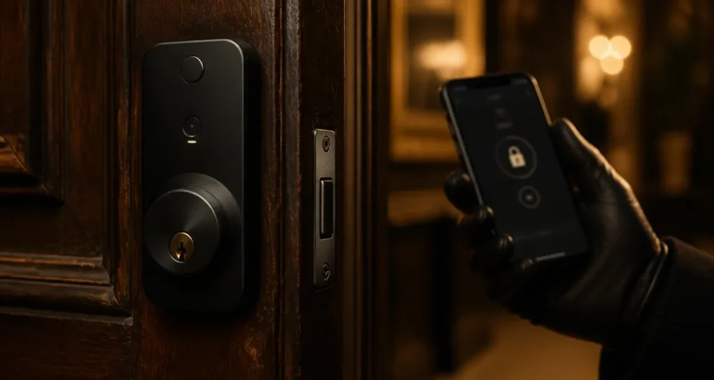 Meilleure serrure connectée : serrure intelligente sur porte bois