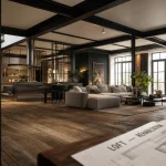 Définition d un loft : salon décloisonné, verrière et briques apparentes