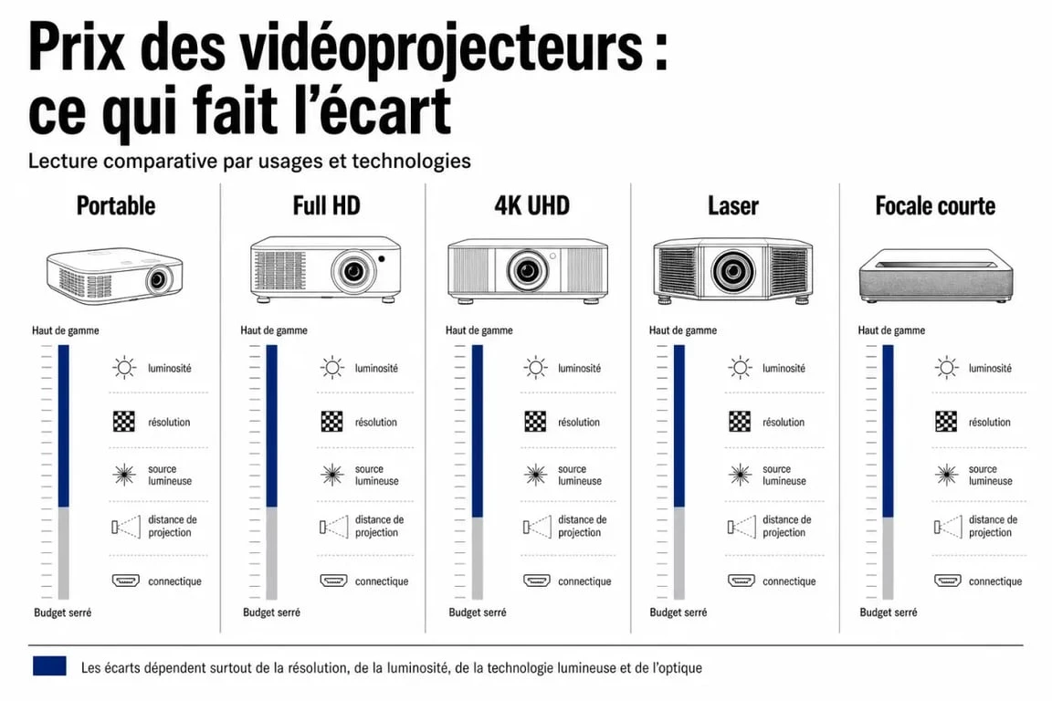 Vidéoprojecteur prix : visualisation comparative des gammes de prix selon l’usage et la technologie